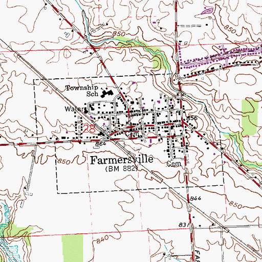 Topographic Map of Farmersville United Methodist Church, OH