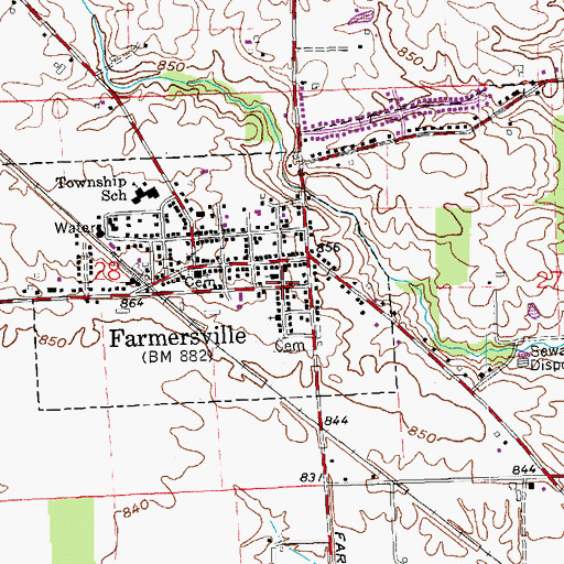 Topographic Map of Farmersville United Church of Christ, OH