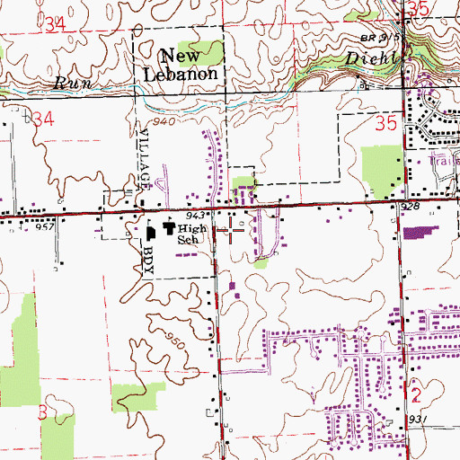 Topographic Map of Dixie High School, OH