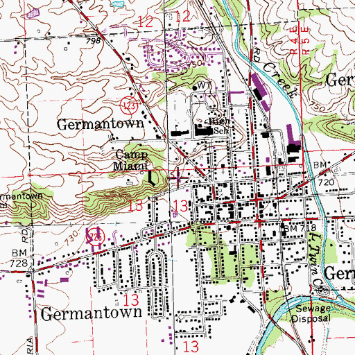 Topographic Map of First Baptist Church, OH