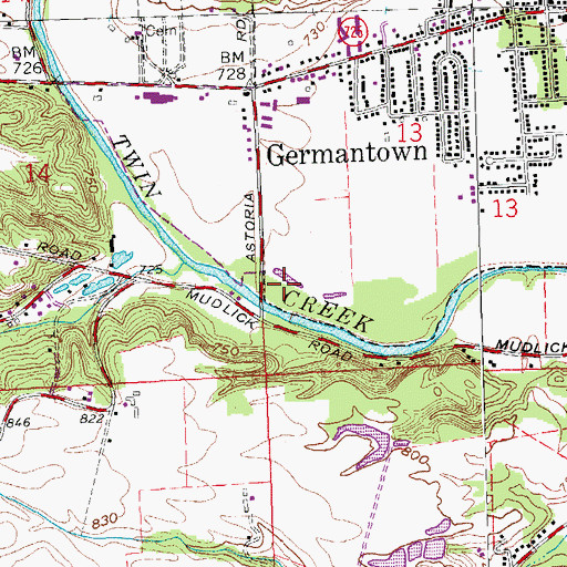 Topographic Map of Kercher Park, OH