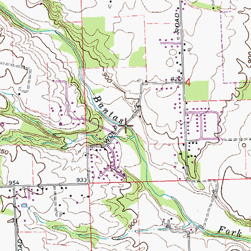 Topographic Map of Wolfs Ford, OH