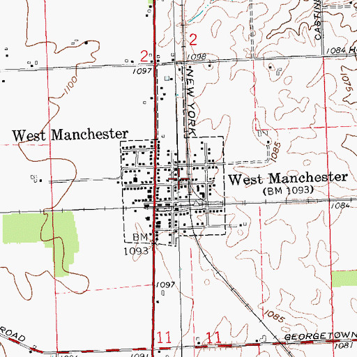 Topographic Map of West Manchester United Methodist Church, OH