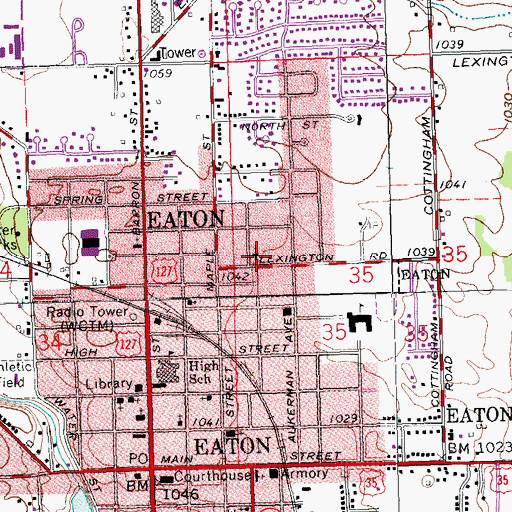 Topographic Map of Eaton First Church of the Nazarene, OH