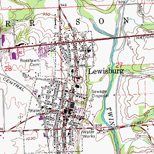Topographic Map of Lewisburg Elementary School, OH
