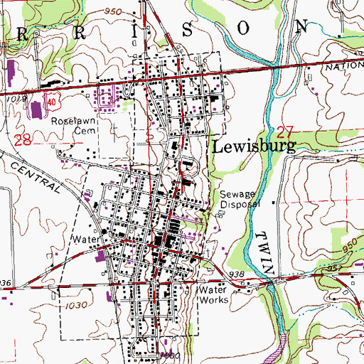 Topographic Map of Twin Valley North High School, OH