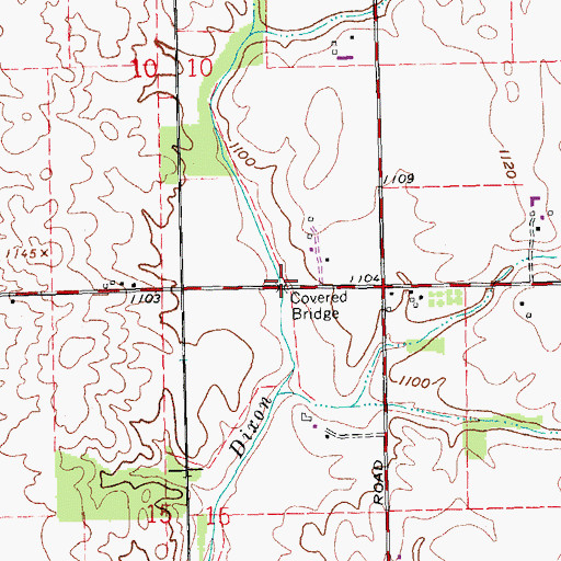 Topographic Map of Dixons Branch Bridge, OH