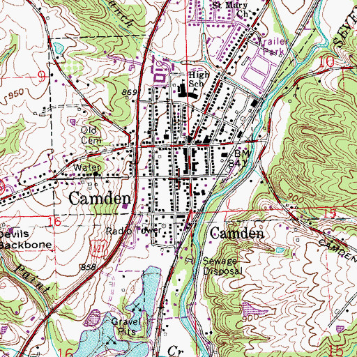 Topographic Map of Camden United Methodist Church, OH