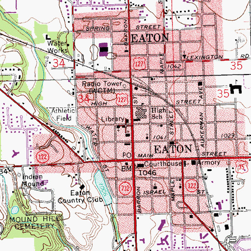 Topographic Map of Eaton United Church of Christ, OH