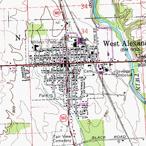 Topographic Map of Saint Johns United Church of Christ, OH