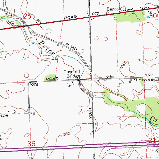 Topographic Map of Geeting Bridge, OH