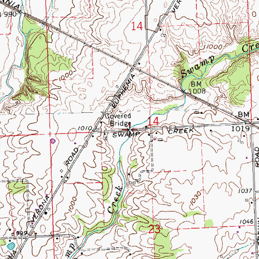 Topographic Map of Warnke Bridge, OH