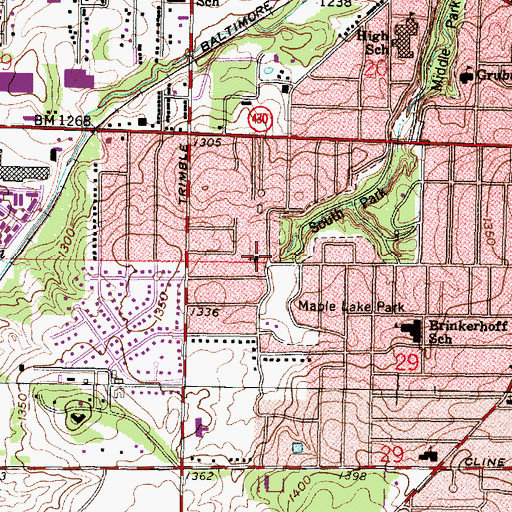 Topographic Map of Linden Road United Presbyterian Church, OH