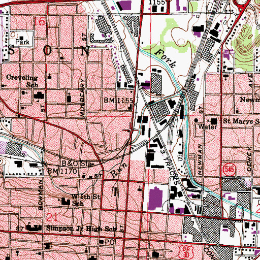 Topographic Map of Mount Calvary Baptist Church, OH