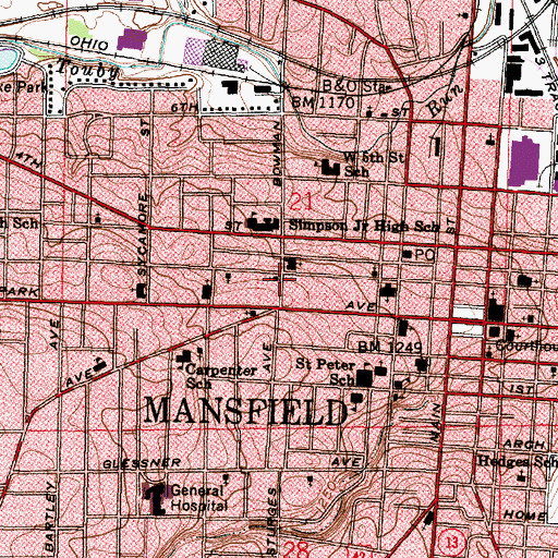 Topographic Map of Grace Episcopal Church, OH
