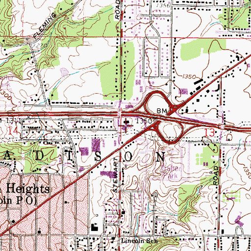Topographic Map of Mansfield Baptist Temple, OH