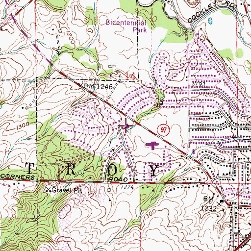 Topographic Map of Church of the Cross United Methodist Church, OH