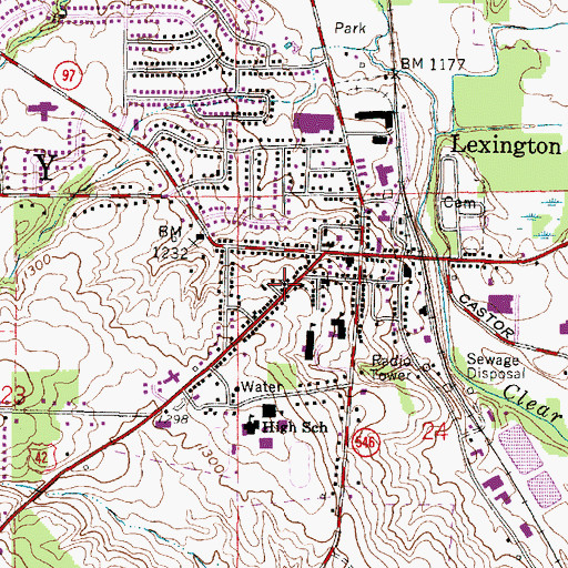 Topographic Map of Lexington Church of Christ, OH