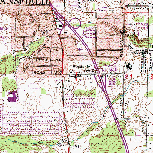 Topographic Map of Cook Road Baptist Church, OH