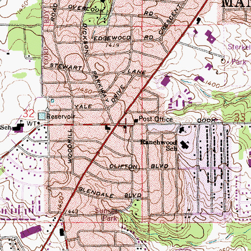 Topographic Map of Southwood Baptist Church, OH