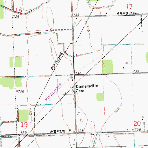 Topographic Map of Domerville (historical), OH