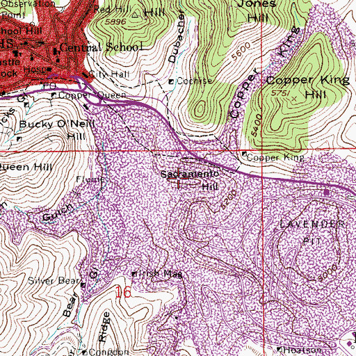 Topographic Map of Sacramento Hill, AZ