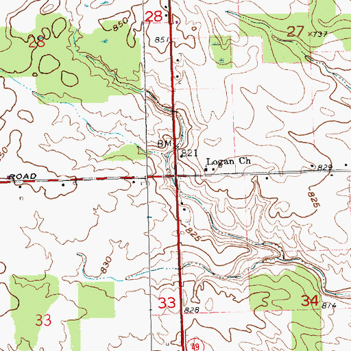 Topographic Map of Logan, OH