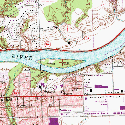 Topographic Map of Preston Island, OH