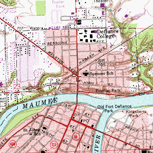 Topographic Map of Williamstown, OH
