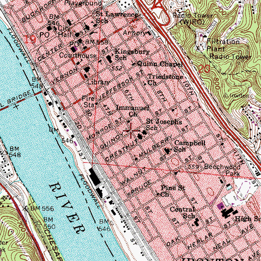 Topographic Map of Calvary Baptist Church, OH