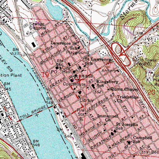 Topographic Map of Christ Episcopal Church, OH