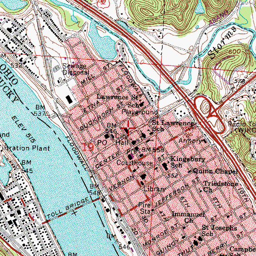 Topographic Map of First Presbyterian Church, OH