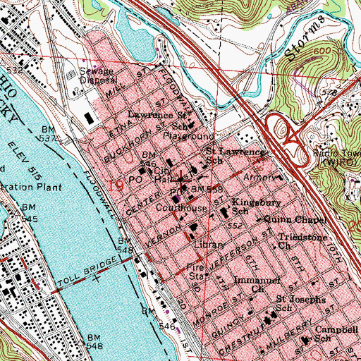 Topographic Map of First United Methodist Church, OH