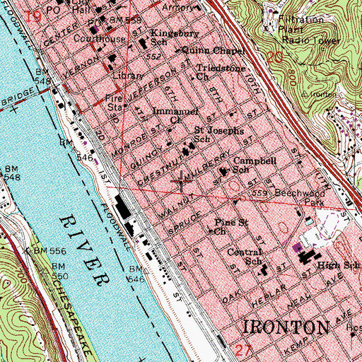 Topographic Map of Mount Olive Baptist Church, OH