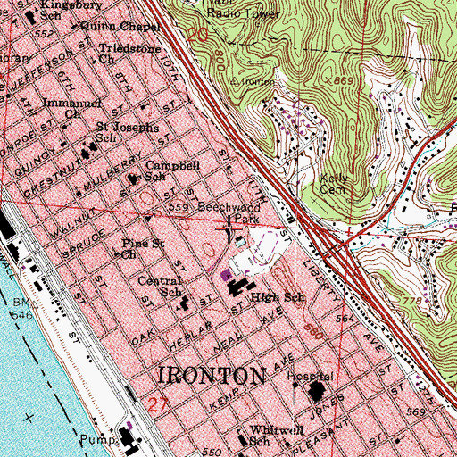 Topographic Map of Reorganized Church of Jesus Christ of Latter Day Saints, OH