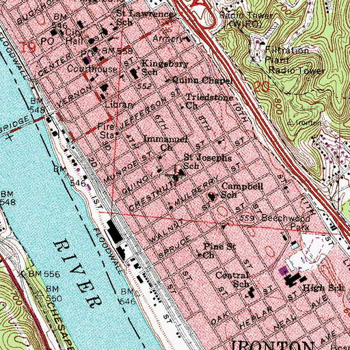 Topographic Map of Saint Joseph Catholic Church, OH