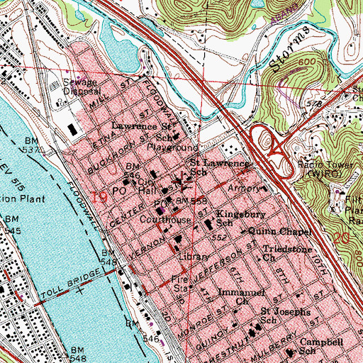 Topographic Map of Saint Lawrence O'Toole Catholic Church, OH