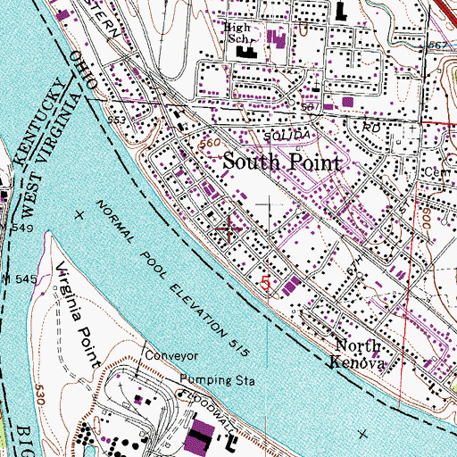 Topographic Map of South Point United Methodist Church, OH