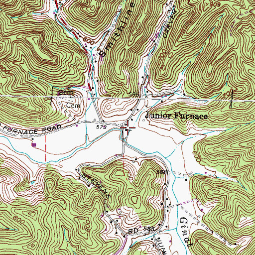 Topographic Map of Junior Furnace Baptist Church, OH
