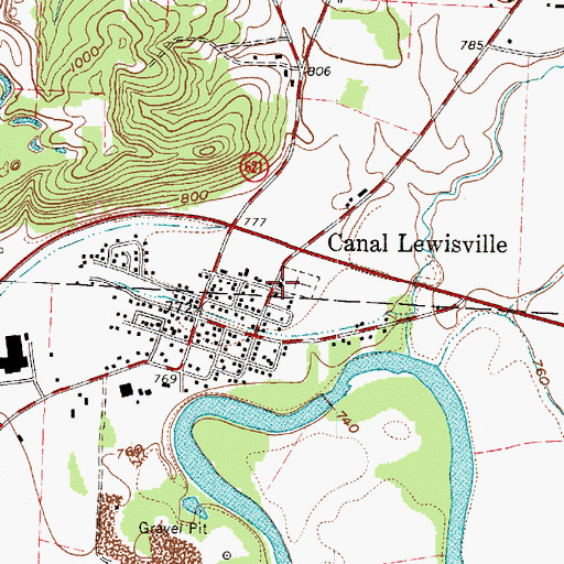 Topographic Map of Canal Lewisville United Methodist Church, OH