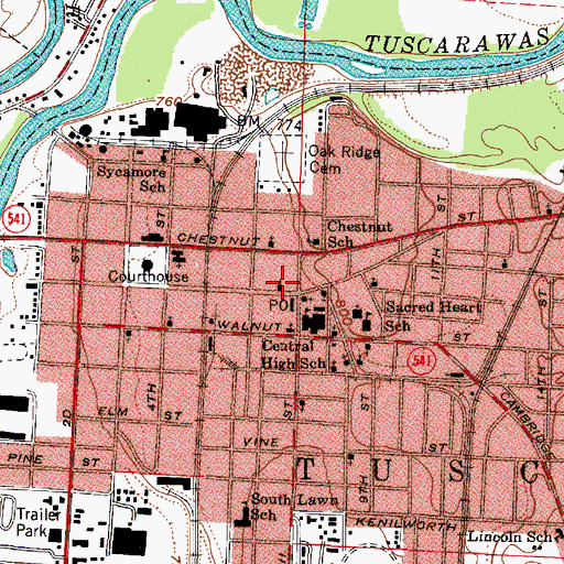 Topographic Map of Coshocton Alliance Church, OH