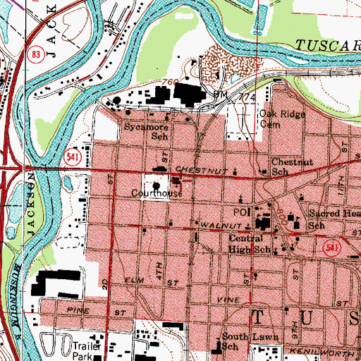 Topographic Map of Coshocton Presbyterian Church, OH