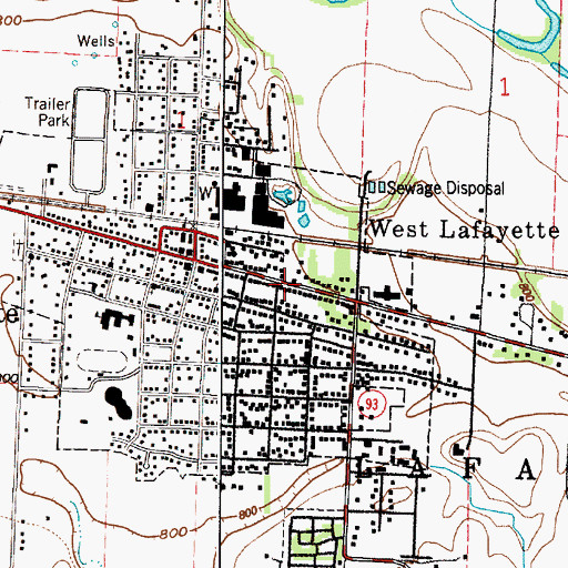 Topographic Map of West Lafayette Church of the Nazarene, OH