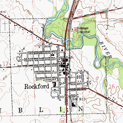 Topographic Map of Rockford Presbyterian Church, OH