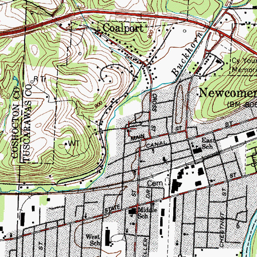 Topographic Map of Newcomerstown Church of the Nazarene, OH
