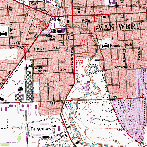 Topographic Map of Emmanuel Lutheran Church, OH