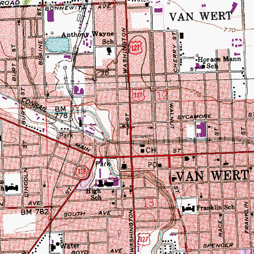 Topographic Map of Saint Marks Lutheran Church, OH