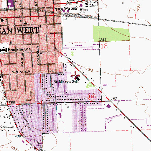 Topographic Map of Saint Marys Catholic Church, OH