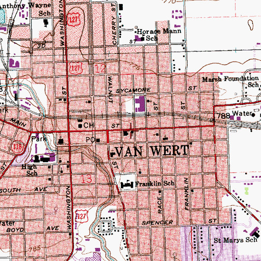 Topographic Map of Saint Peters United Church of Christ, OH