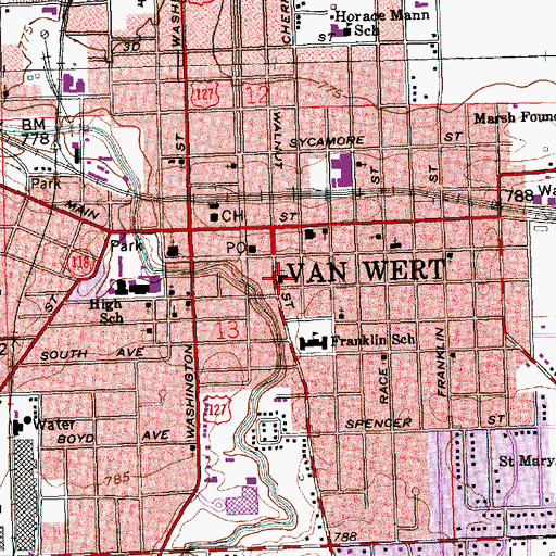 Topographic Map of Trinity United Methodist Church, OH